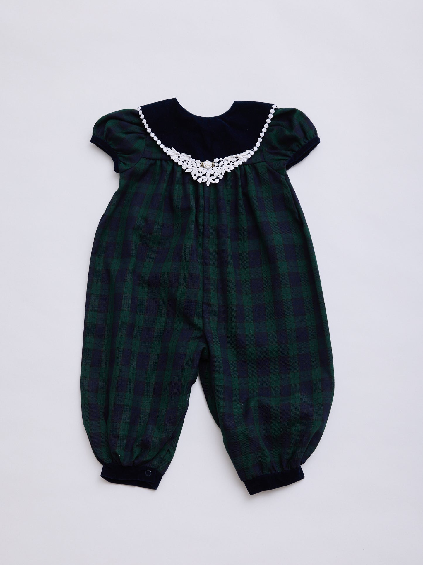 Velvet Collar Checked Jumpsuit // 18 Months