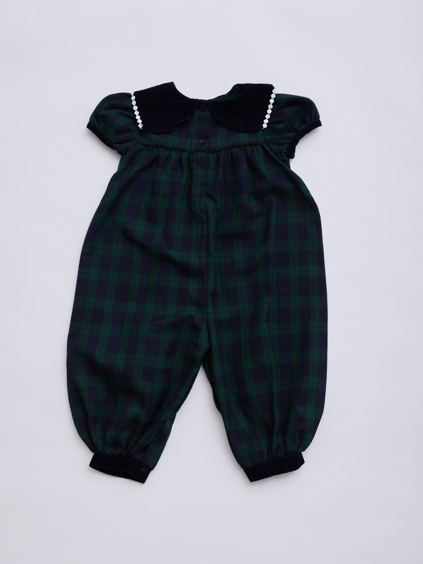 Velvet Collar Checked Jumpsuit // 18 Months