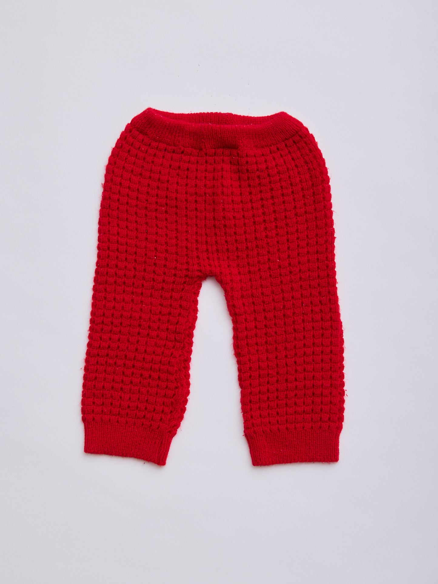 Knitted Red Baby Leggings // 12 Months