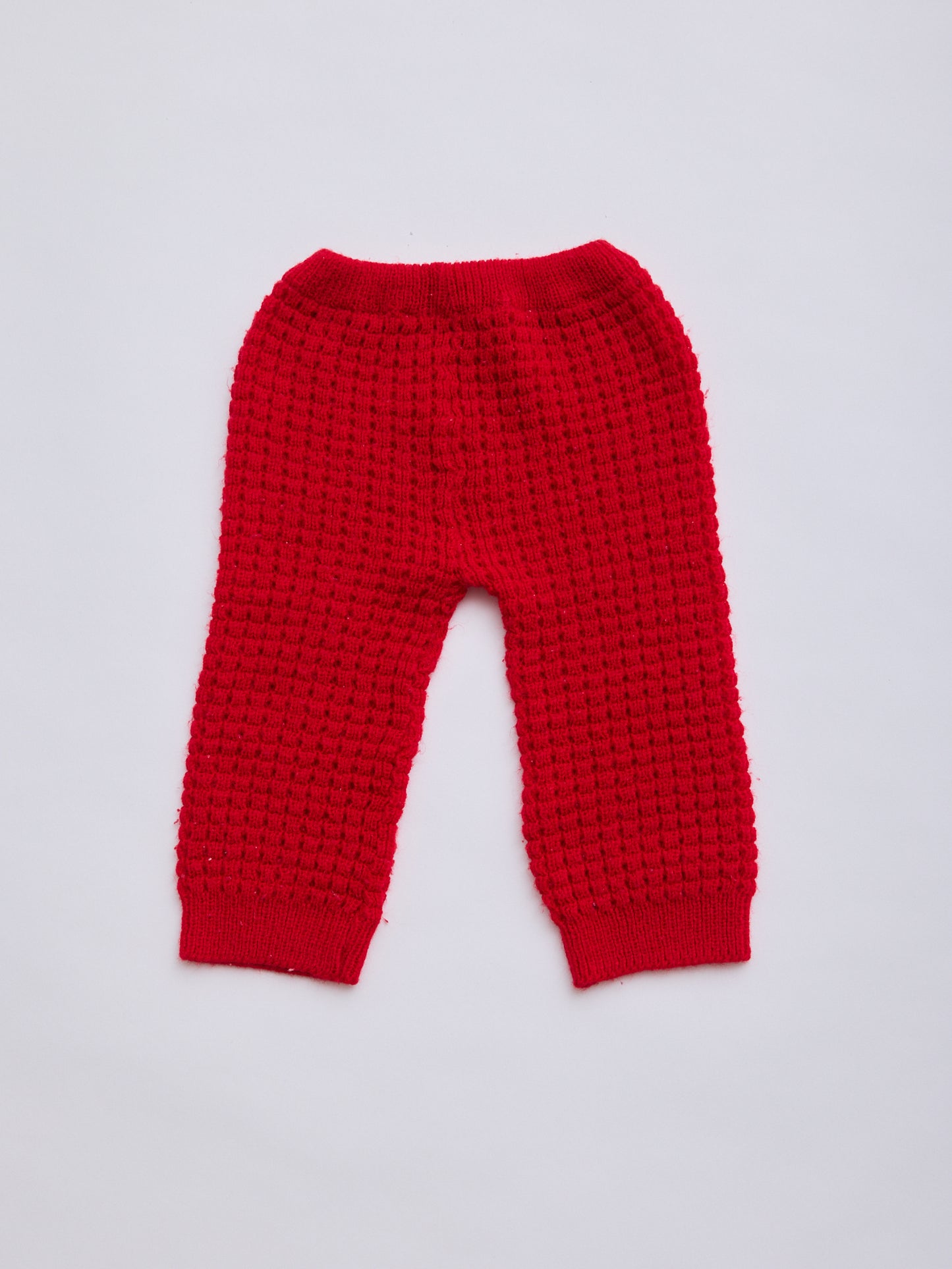 Knitted Red Baby Leggings // 12 Months