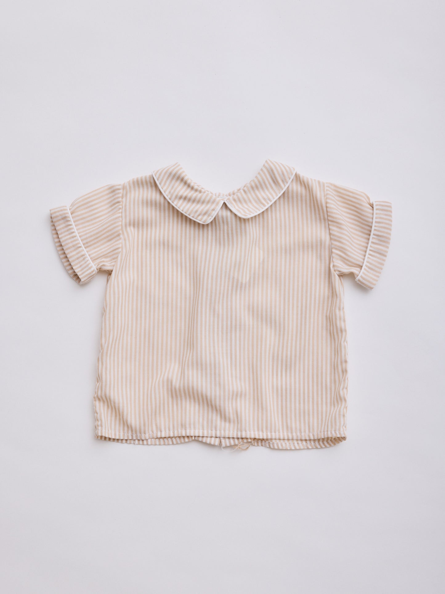 COLLEGIATE - Beige Stripe Collar Top // 12 Months