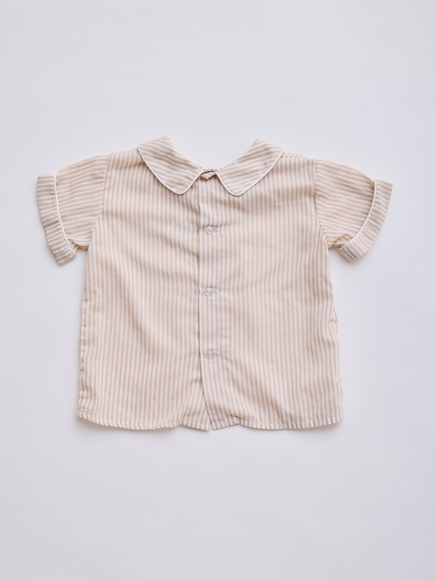 COLLEGIATE - Beige Stripe Collar Top // 12 Months