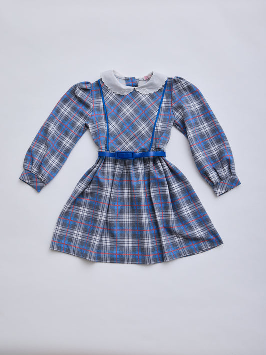 Checked Collar Dress with Belt // 4 Years