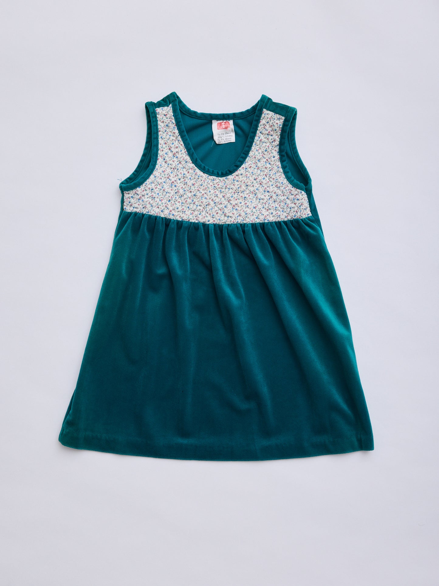 Green Velvet Flower Dress // 2 Years