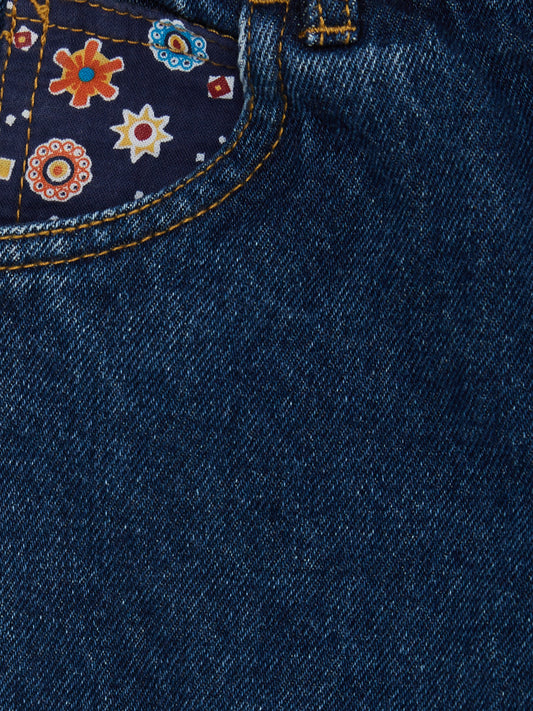 Floral Detail Denim Cargo // 12-18 Months