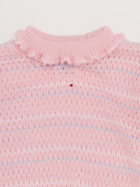 Crochet Pink Frill Neck Top // 18 Months