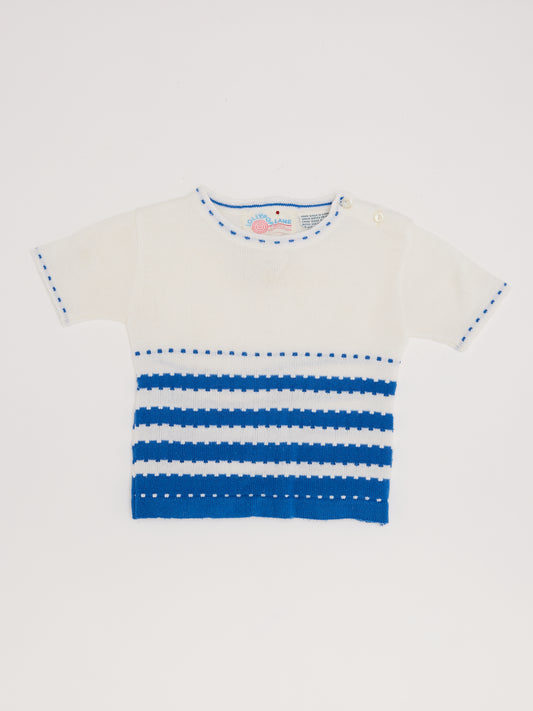 Knitted White Stripe T-shirt // 12 Months