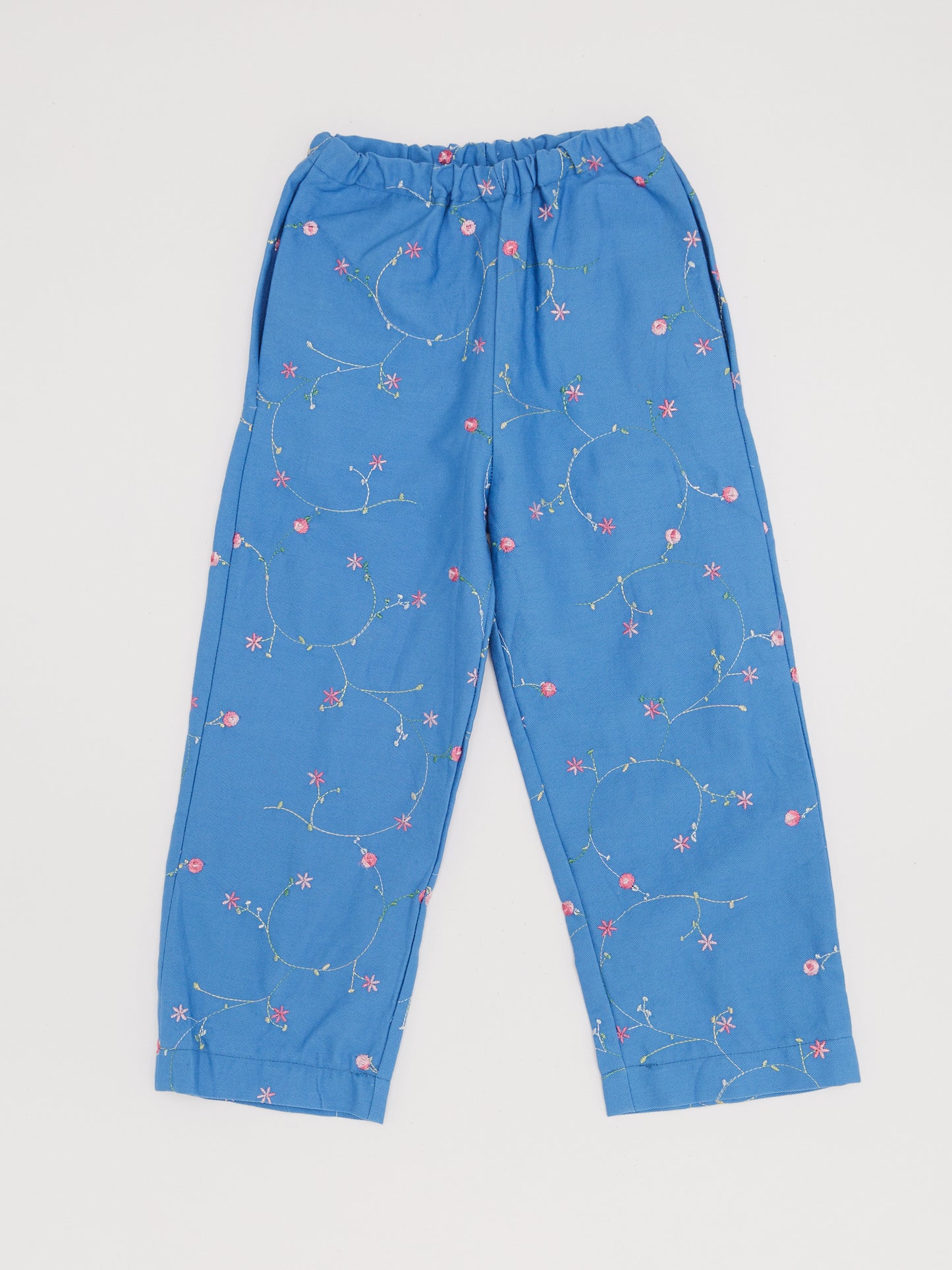 Floral Embroidery Blue Trousers // 4 Years