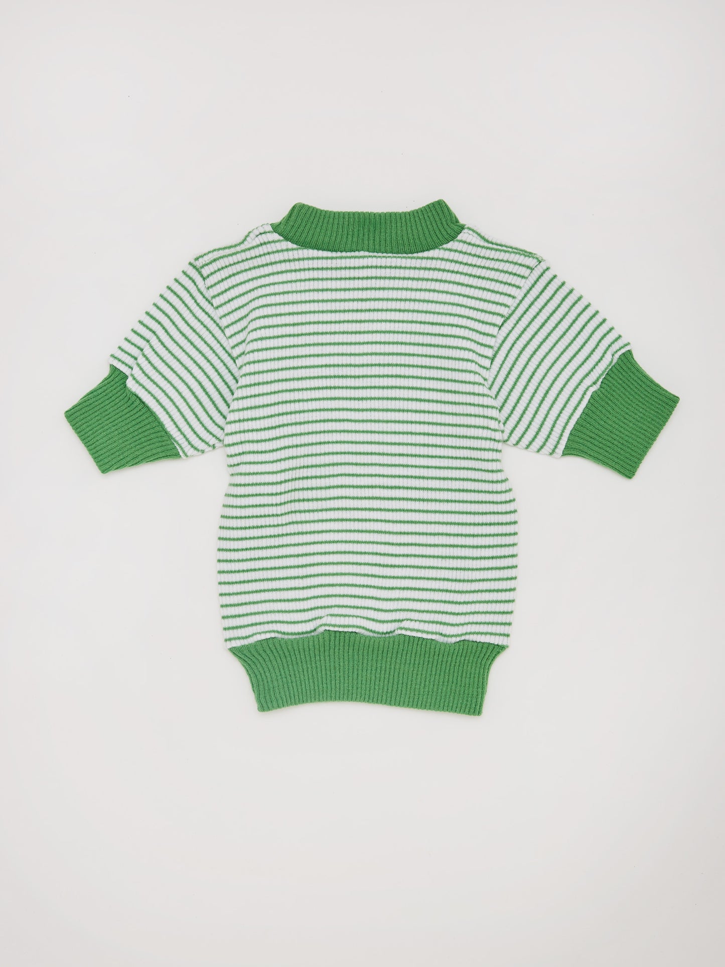 White & Green Stripe Roll Neck // 12-18 Months