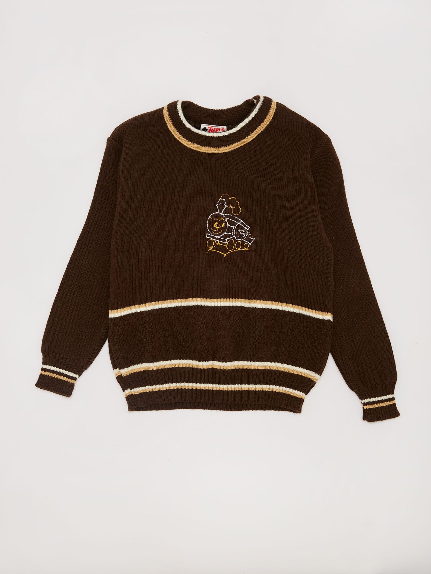 Train Embroidery Brown Knitted Jumper // 12-18 Months