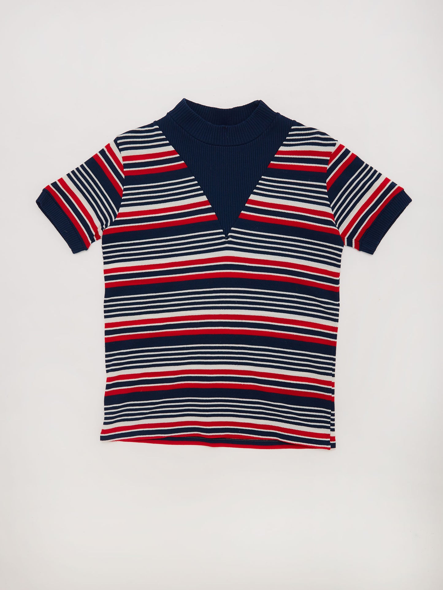 Stripe Navy & Red Roll Neck T-Shirt // 9 Years