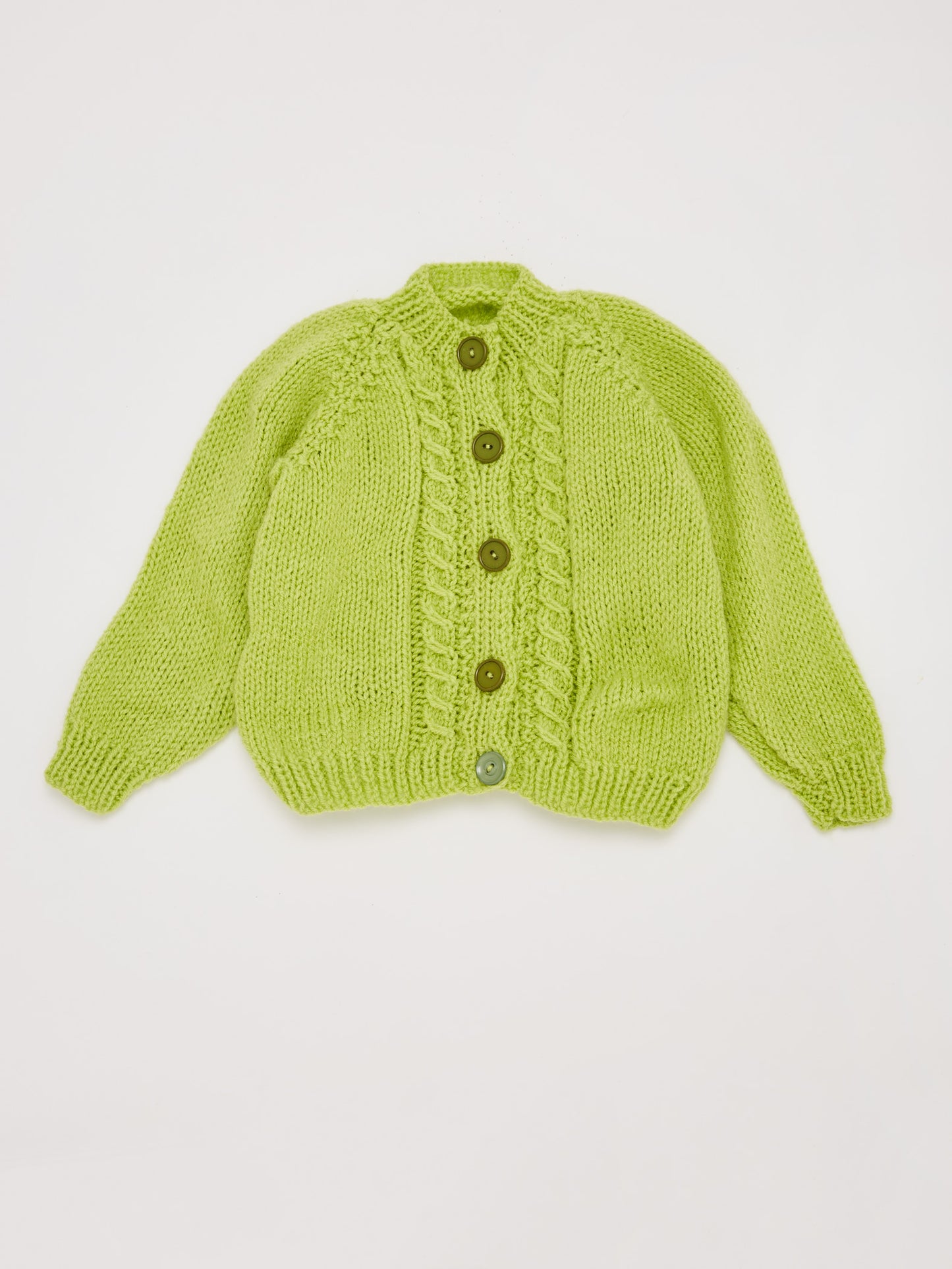 Lime Green Knitted Cardigan // 6-12 Months