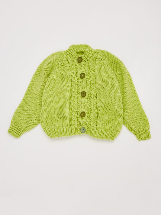 Lime Green Knitted Cardigan // 6-12 Months