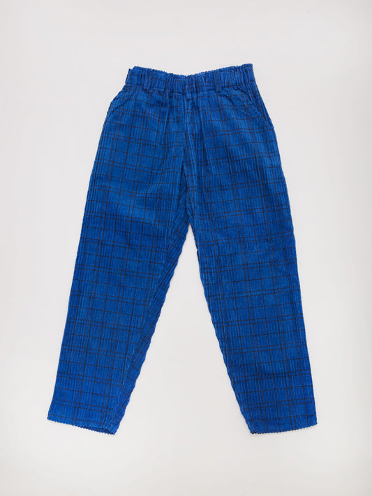 Checked Blue Cord Trousers // 8 Years