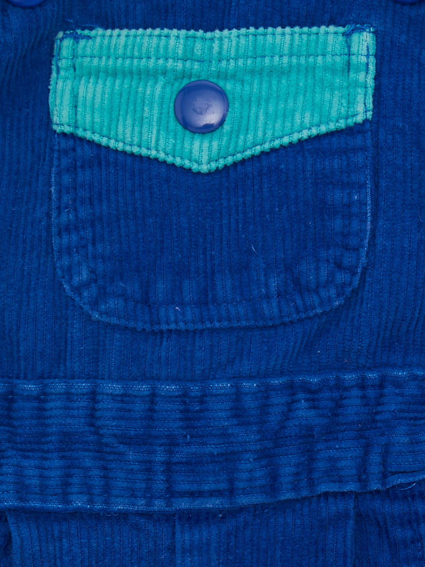 Colour Block Blue Cord Dungarees // 12 Months