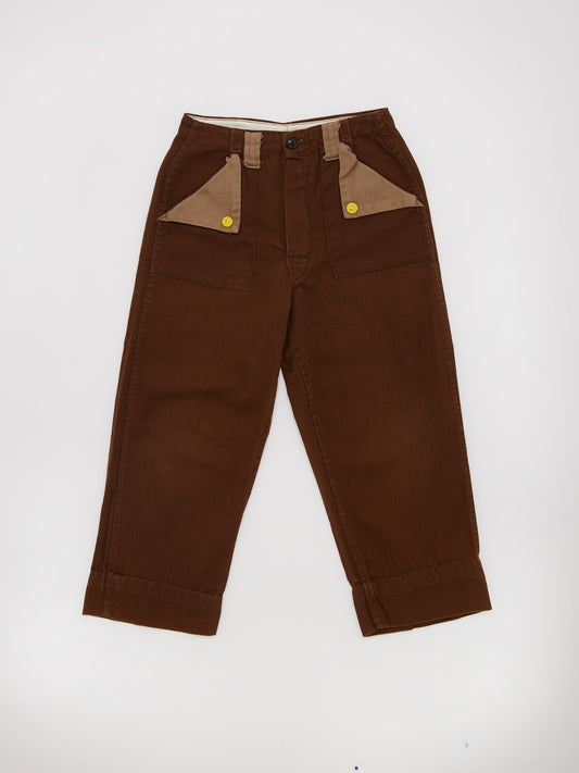 Contrast Pocket Brown Trouser // 6-7 Years