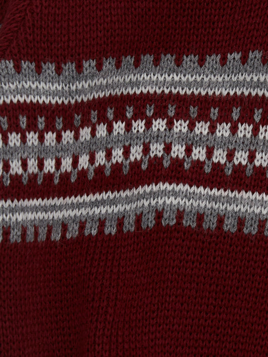 Fairisle Stripe Maroon Knitted Jumper // 4 Years