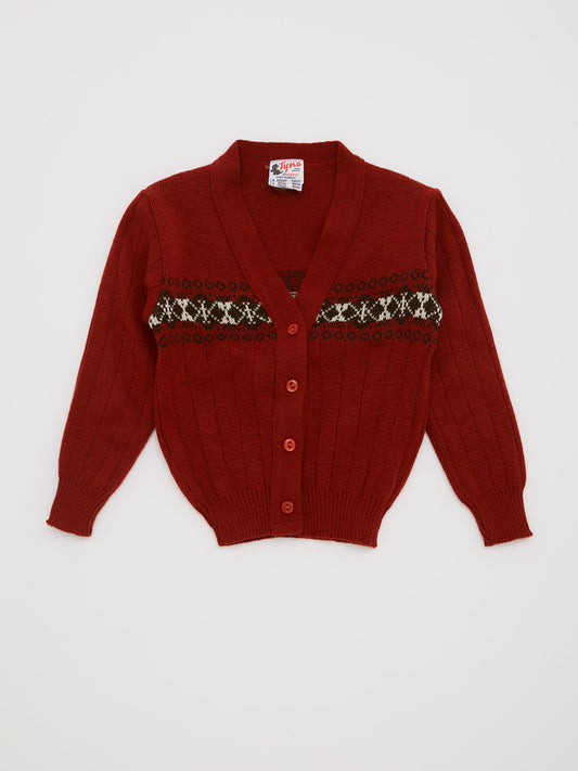 Fairisle Brick Red Cardigan // 3 Years