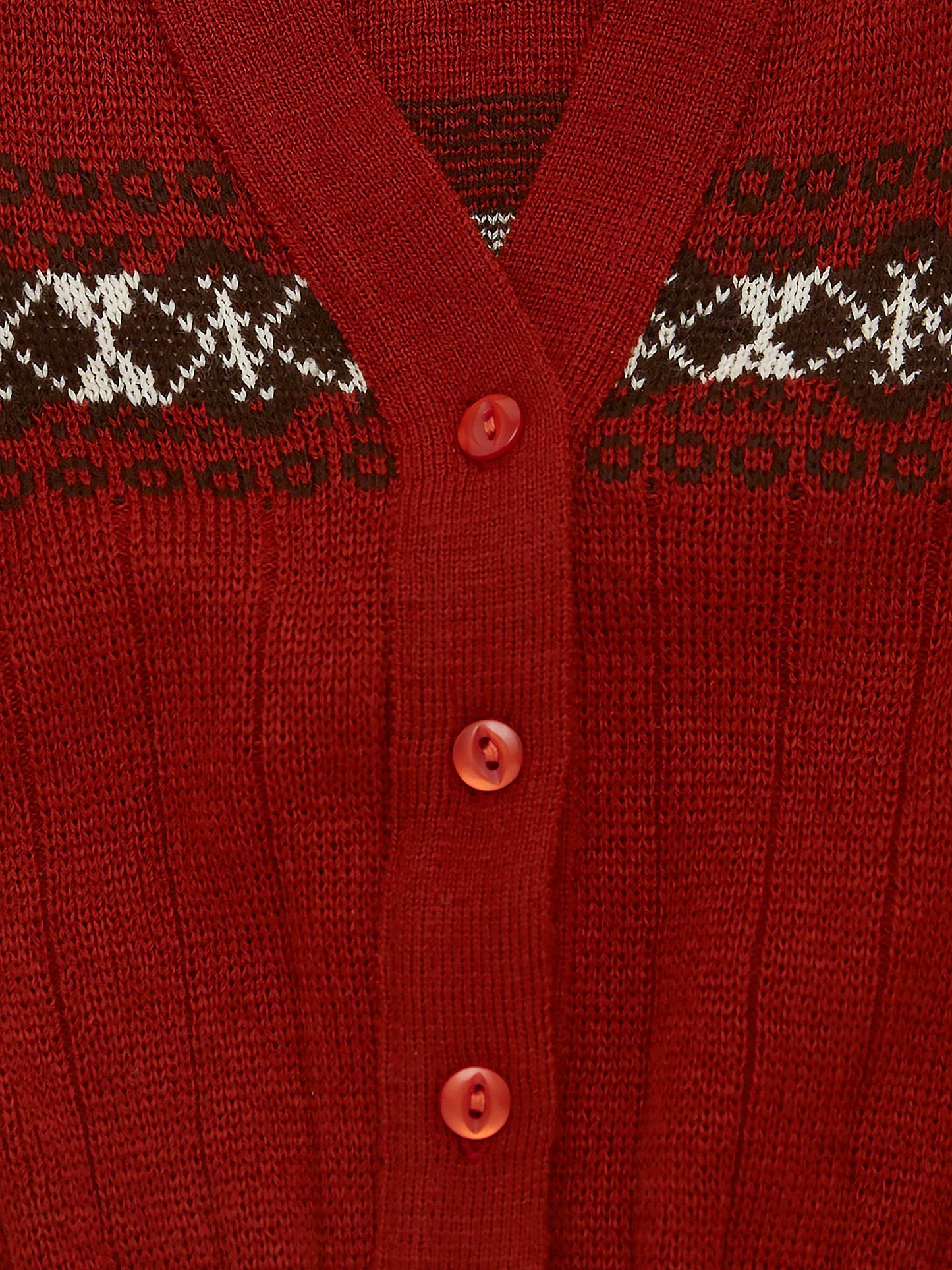 Fairisle Brick Red Cardigan // 3 Years