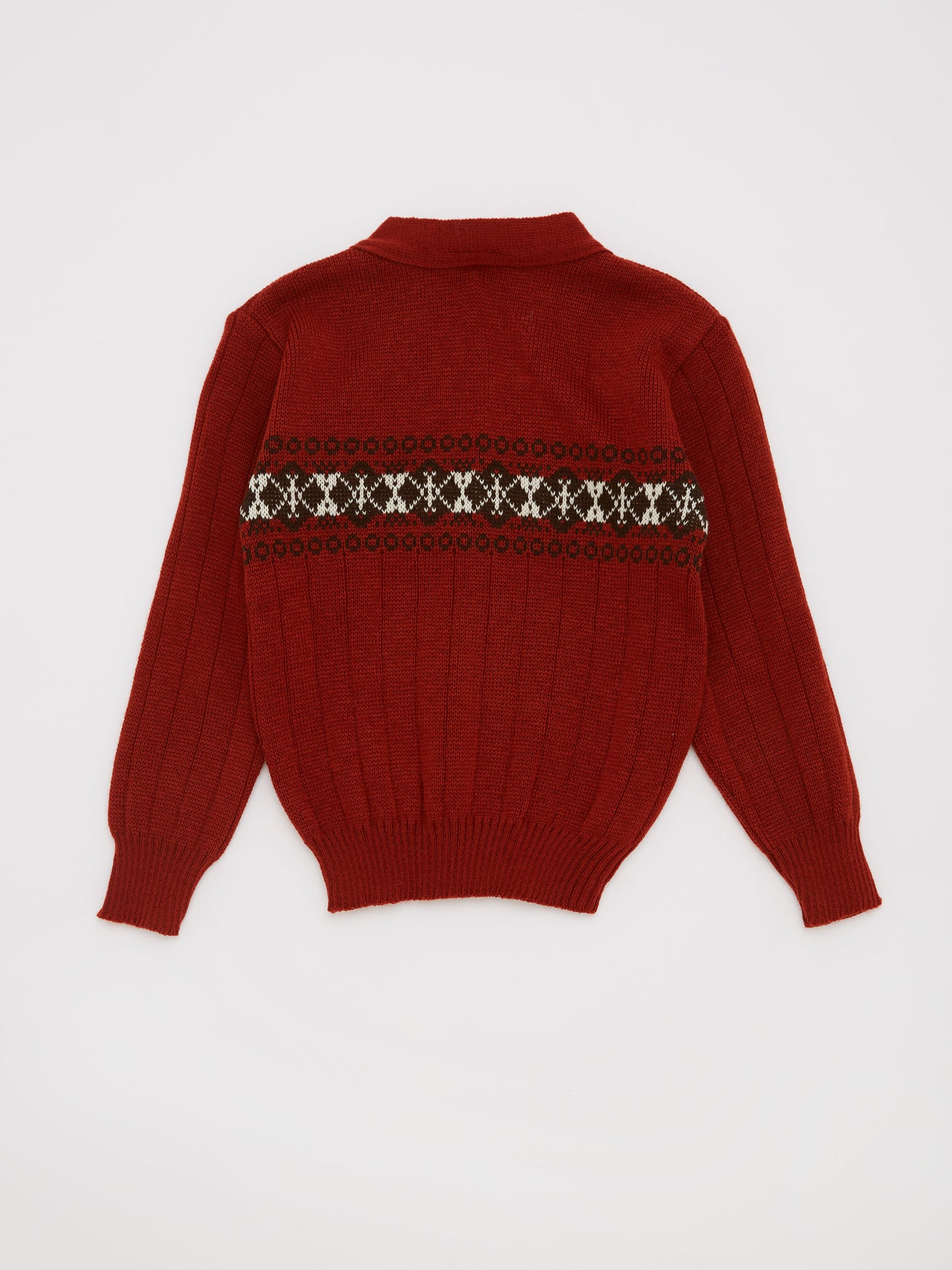 Fairisle Brick Red Cardigan // 3 Years