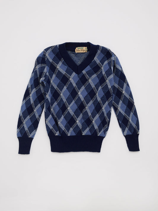 Diamond Knit Blue Jumper // 4 Years
