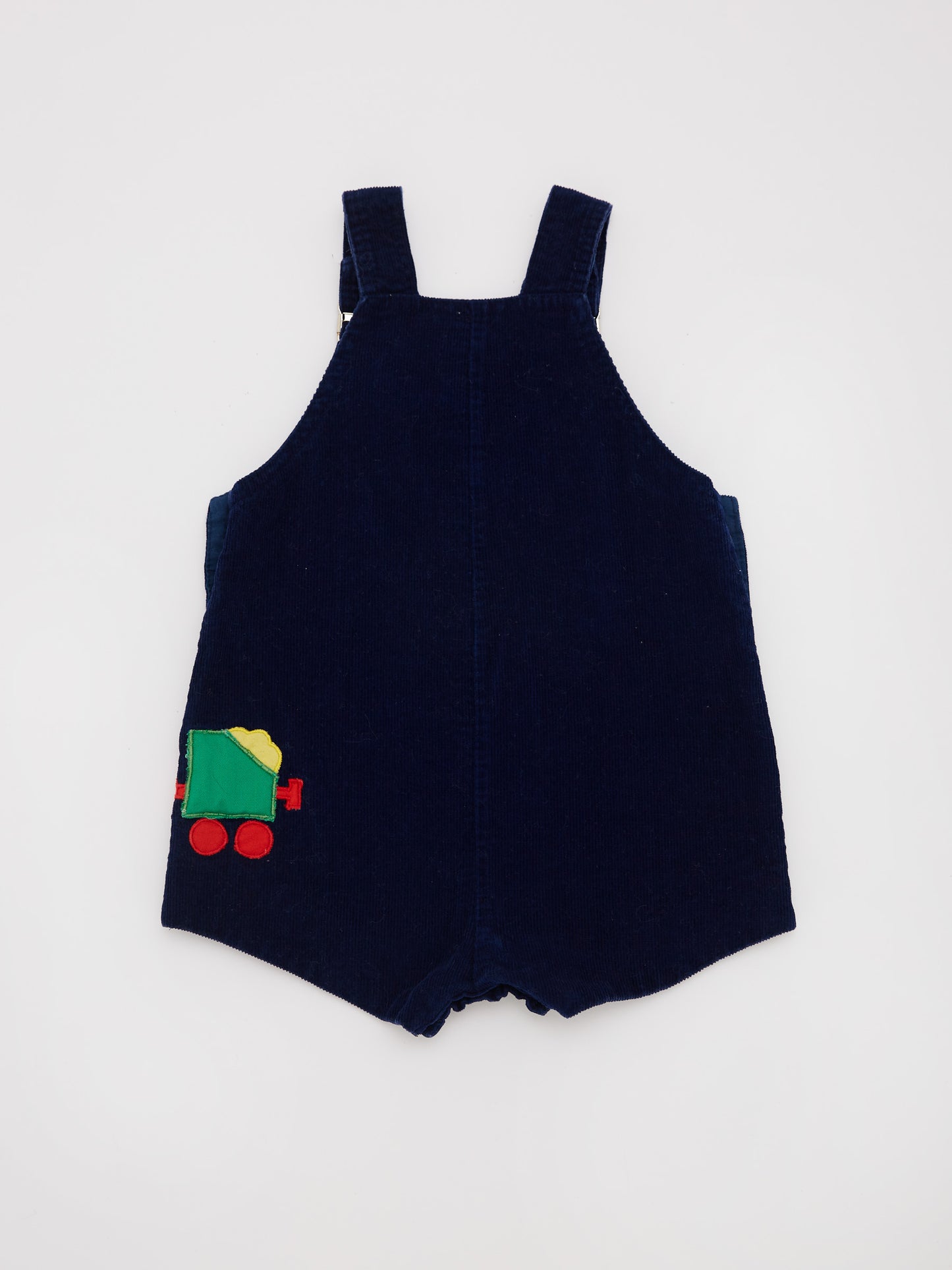Teddy & Train Navy Cord Romper // 12-18 Months