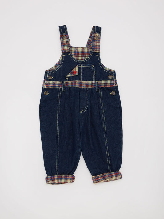 Checked Denim Dungaree // 6-12 Months