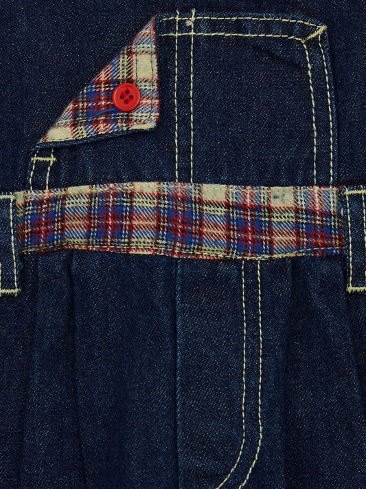 Checked Denim Dungaree // 6-12 Months