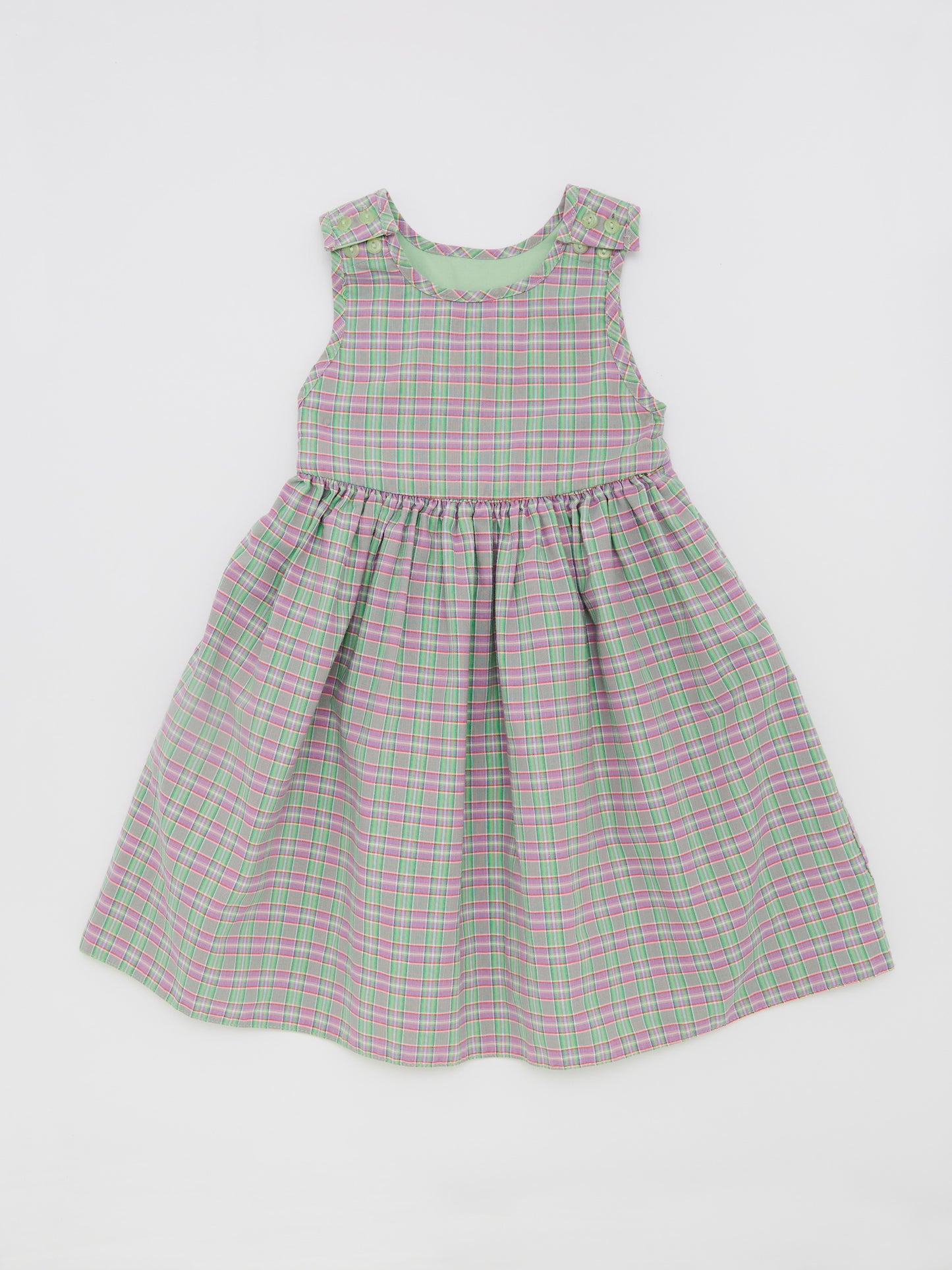 Purple & Green Checked Reversible Dress // 2-3 Years