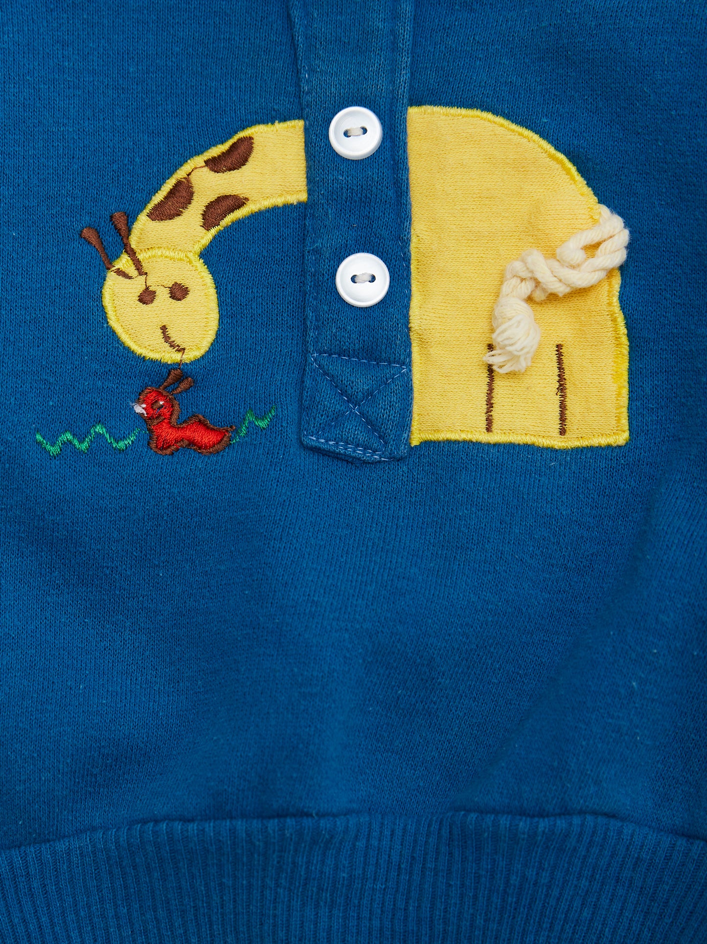 Giraffe Button Down Blue Sweatshirt // 6 Months