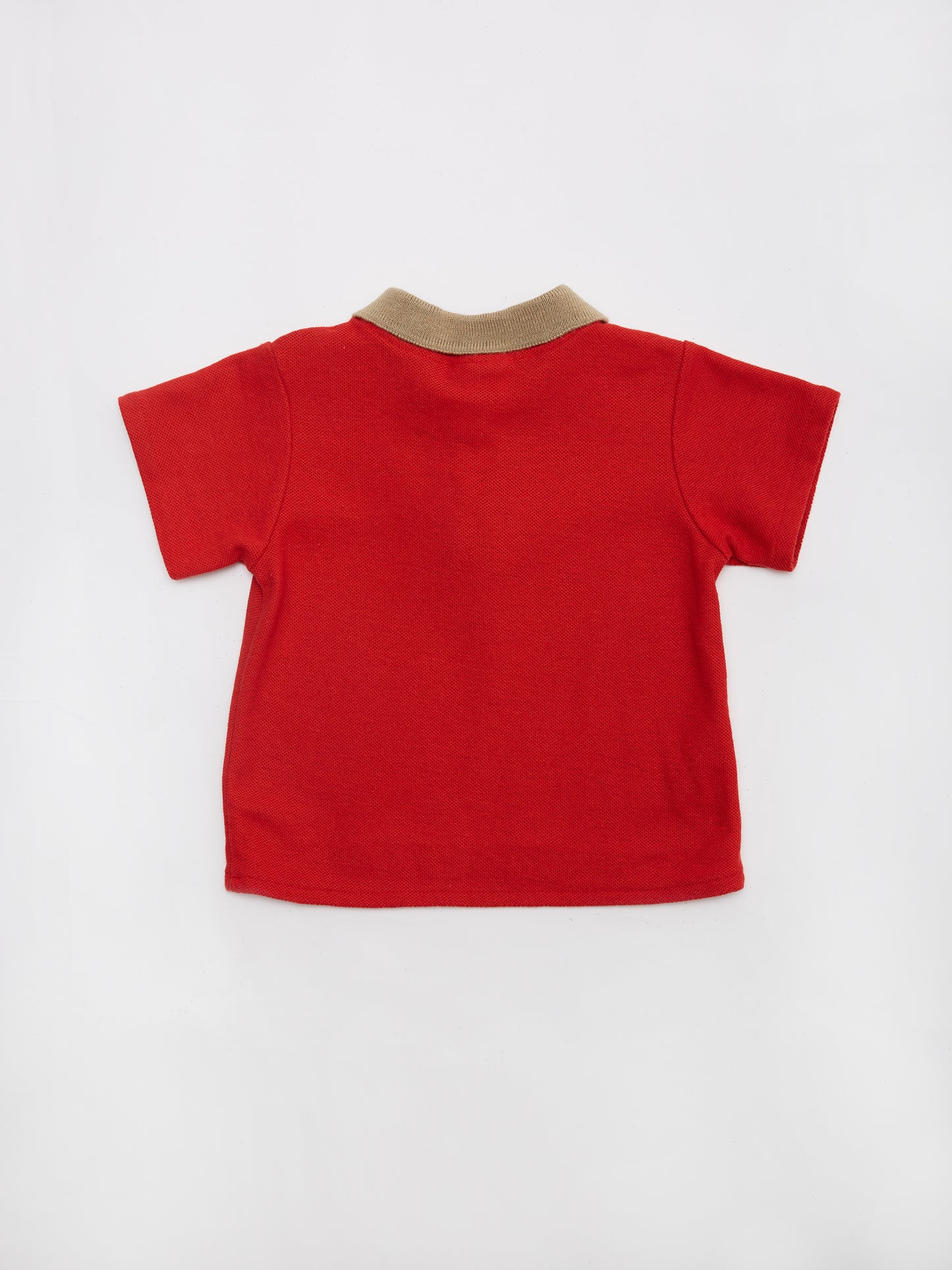 Contrast Collar Red Polo T-shirt // 2 Years