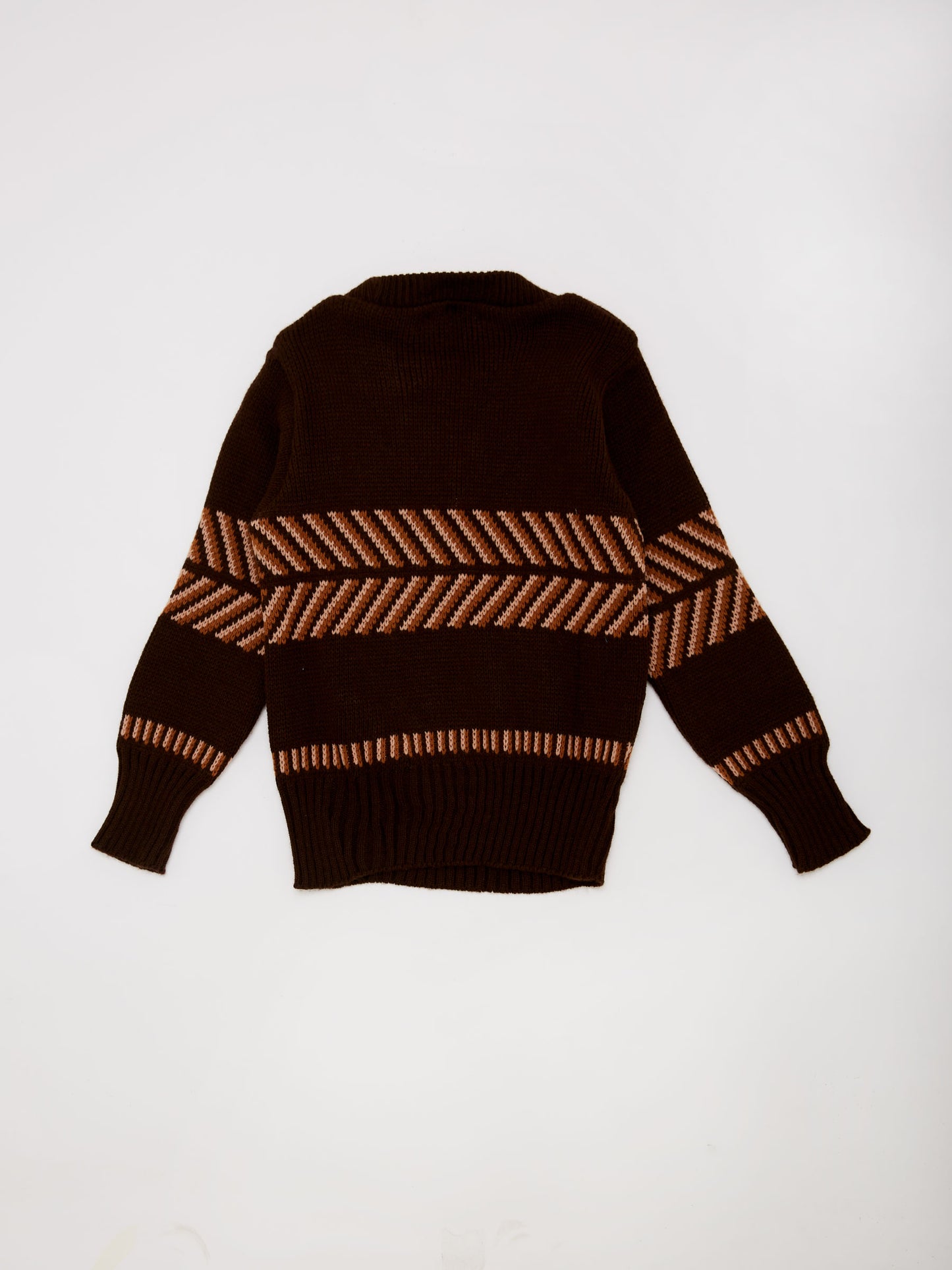 Chevron Detail Brown Knit Jumper // 6-7 Years