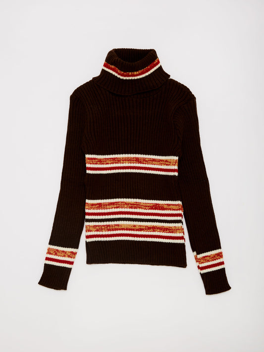 Stripe Orange & Brown Knit Roll Neck // 6-7 Years