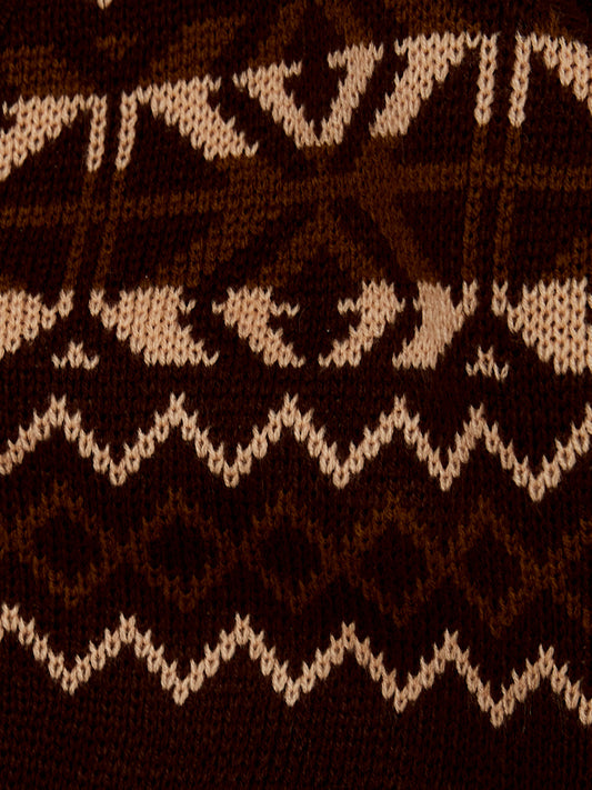 Zig-Zag Brown Knit Cardigan // 7-8 Years