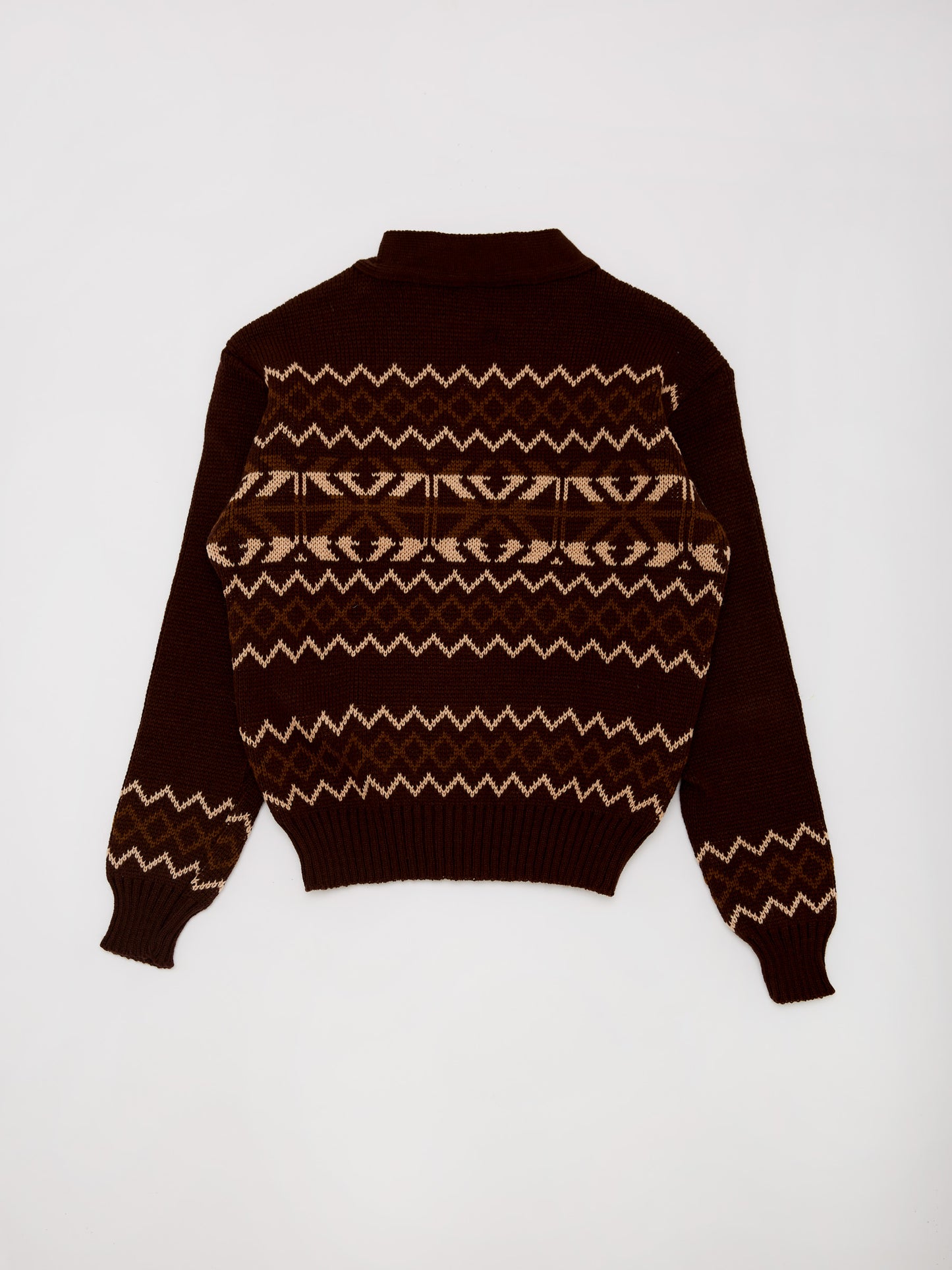 Zig-Zag Brown Knit Cardigan // 7-8 Years