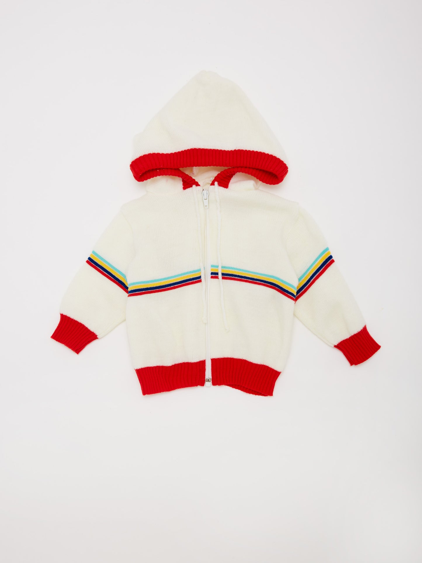 COLLEGIATE Rainbow White Knit Zip Cardigan // 0-3 Months