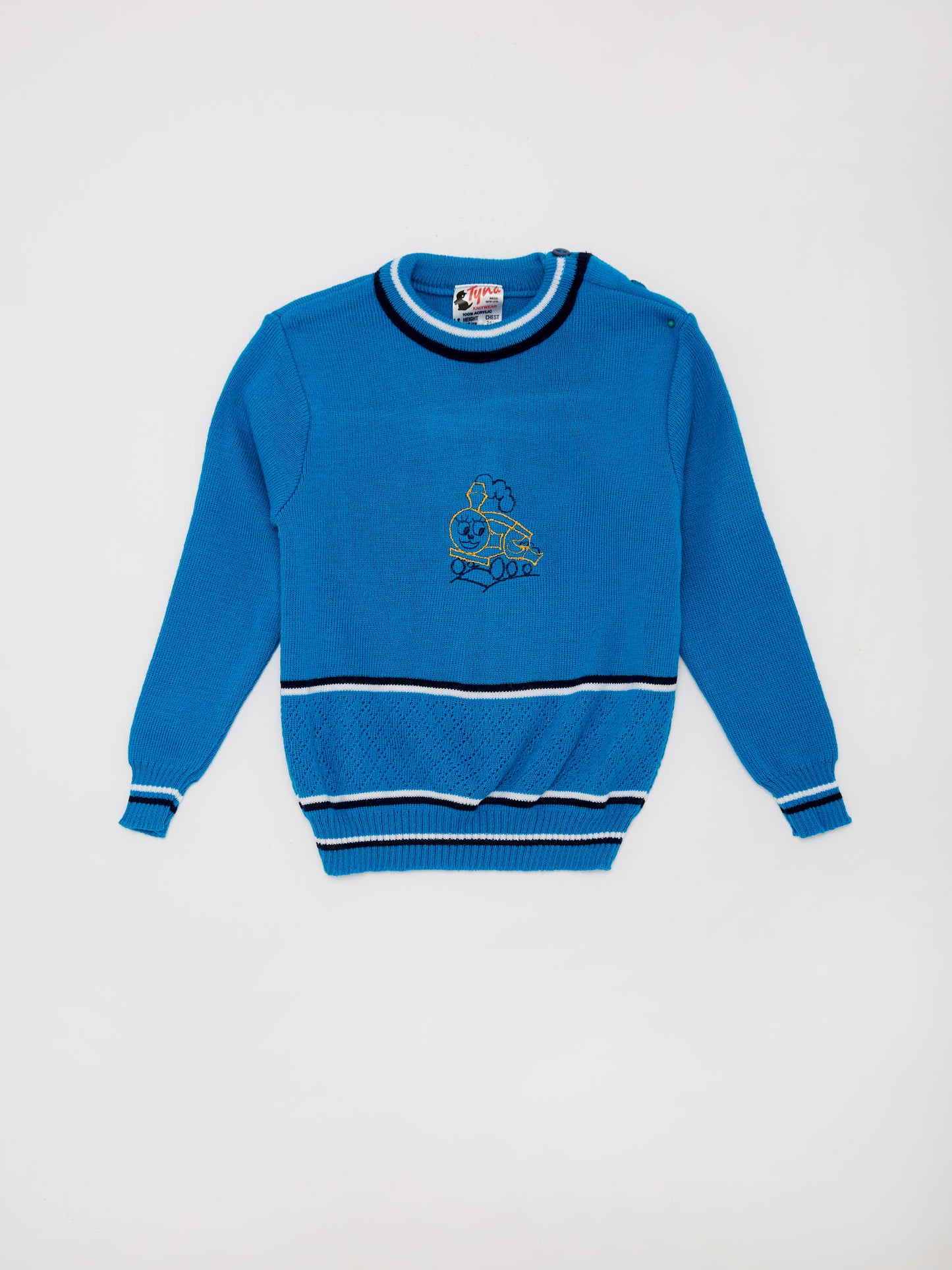 Train Embroidery Blue Knit Jumper // 3 Years