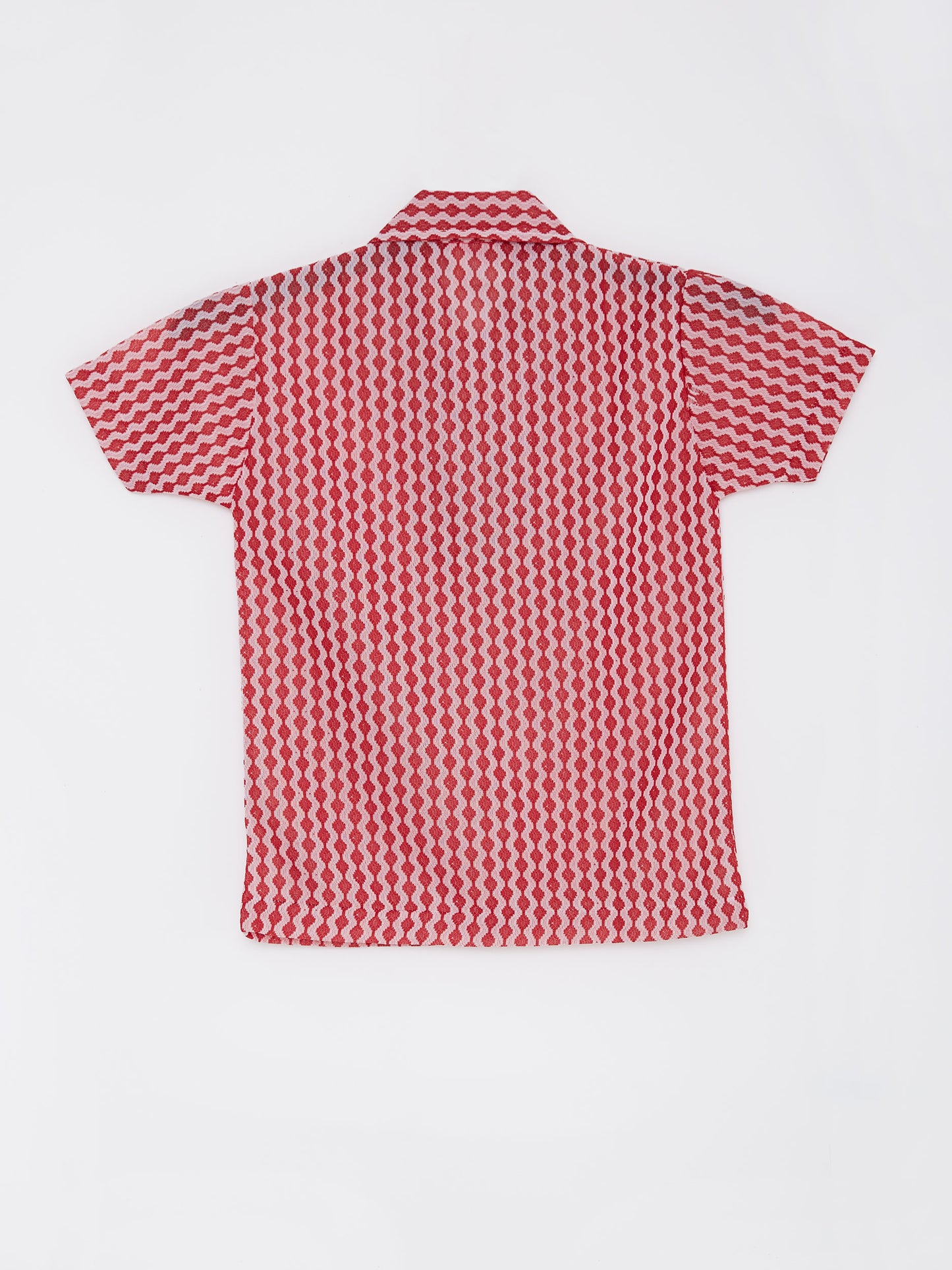 Red Patterned Polo T-Shirt // 5-6 Years