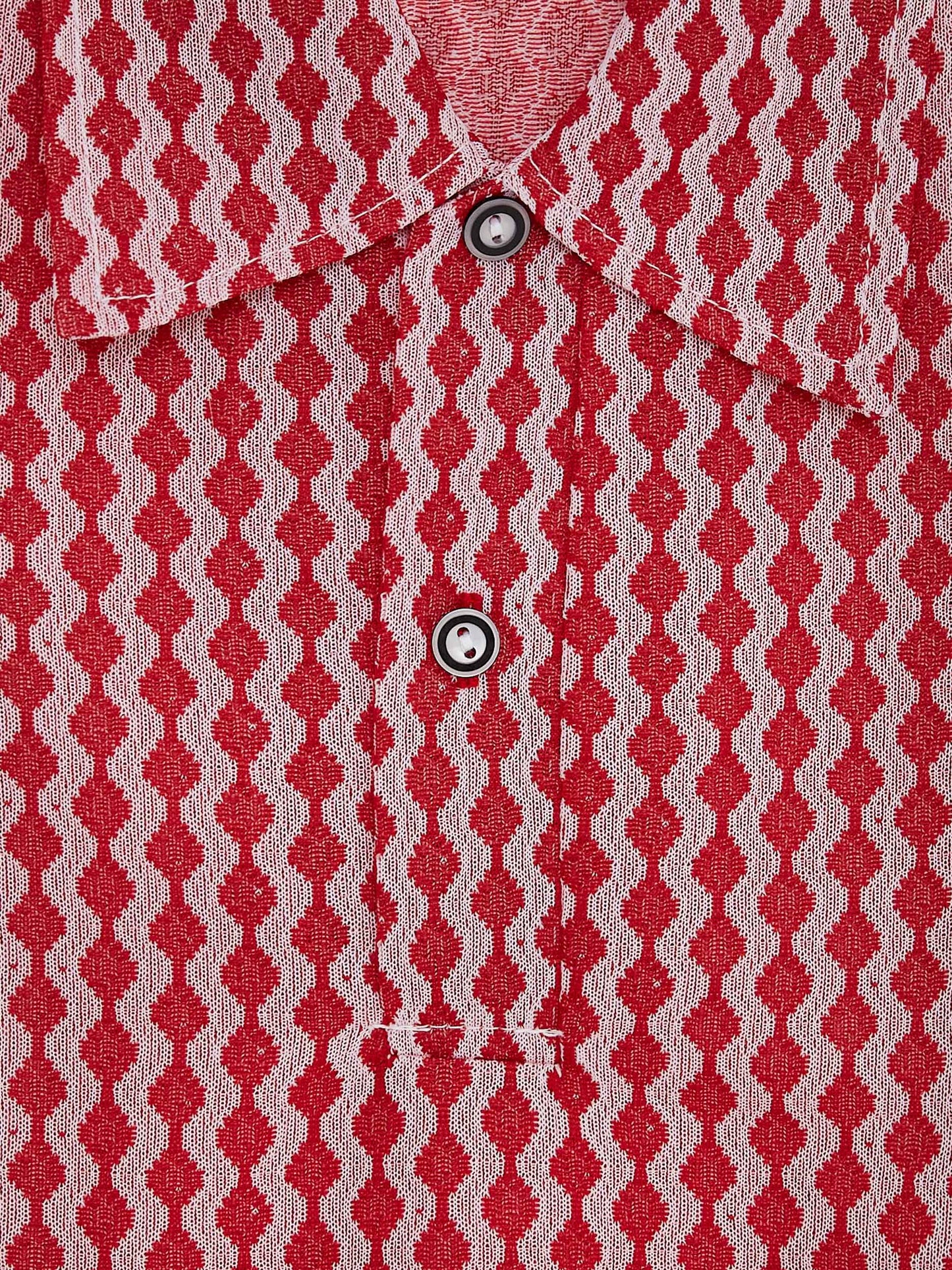 Red Patterned Polo T-Shirt // 5-6 Years