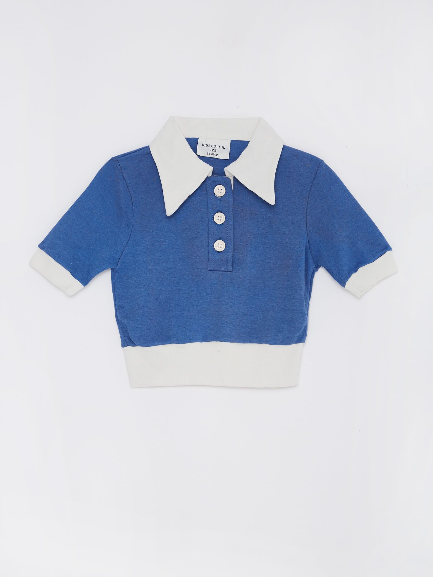 Contrast Collar Blue T-shirt // 1-2 Years