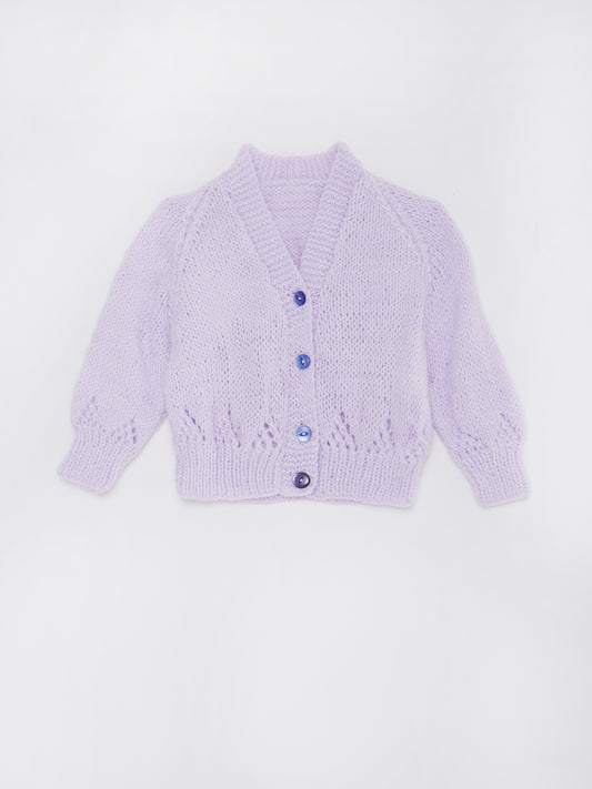 Lilac Knit Cardigan with Triangle Pattern // 12 Months