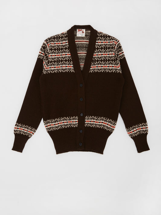 Brown Knitted Fairisle Cardigan // 8 Years