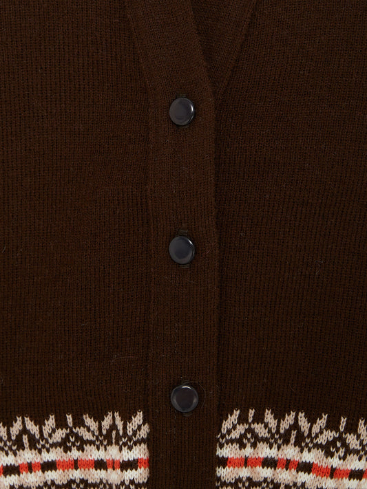 Brown Knitted Fairisle Cardigan // 8 Years