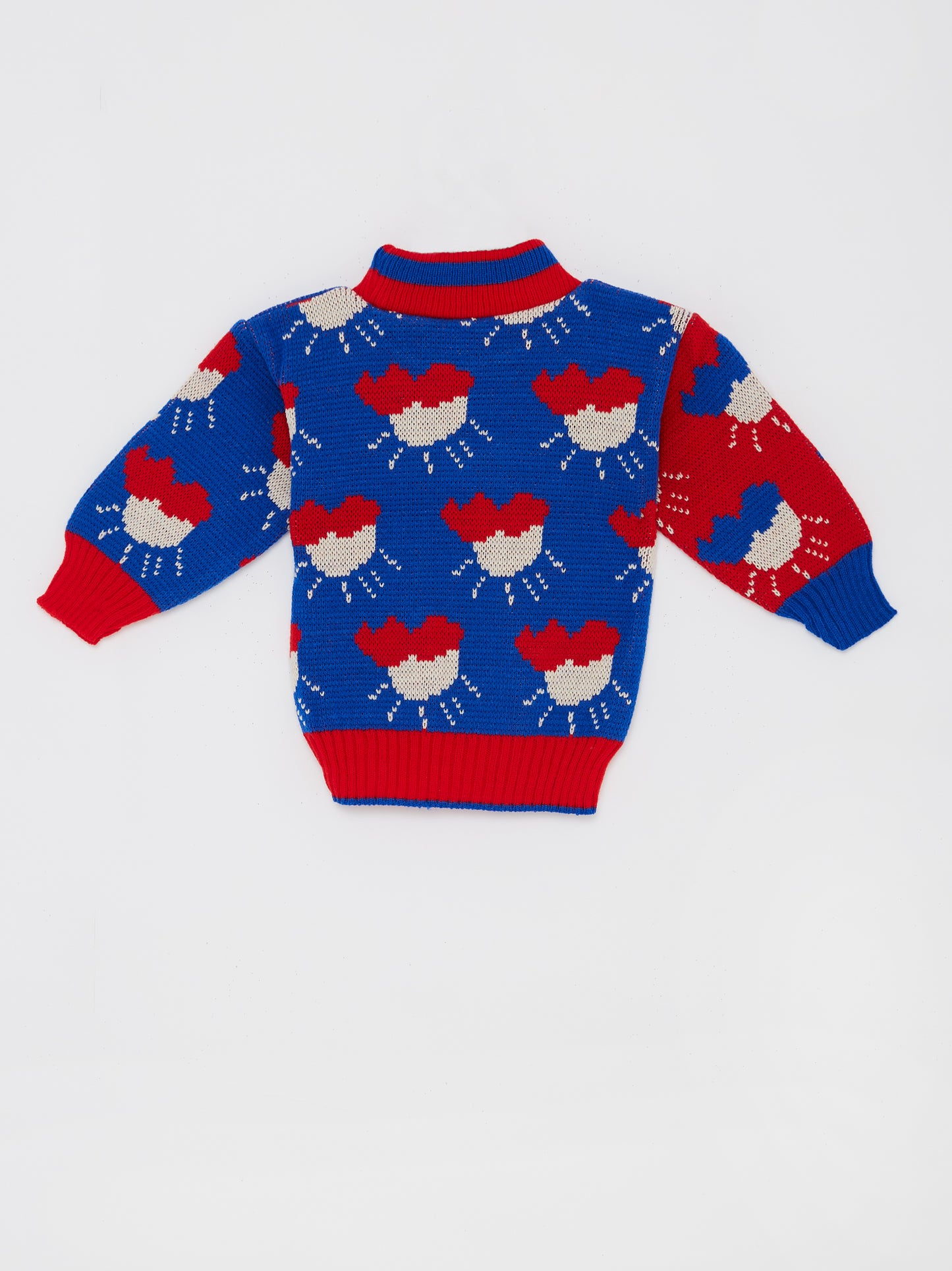 Teddy Knit Blue & Red Jumper // 12 Months