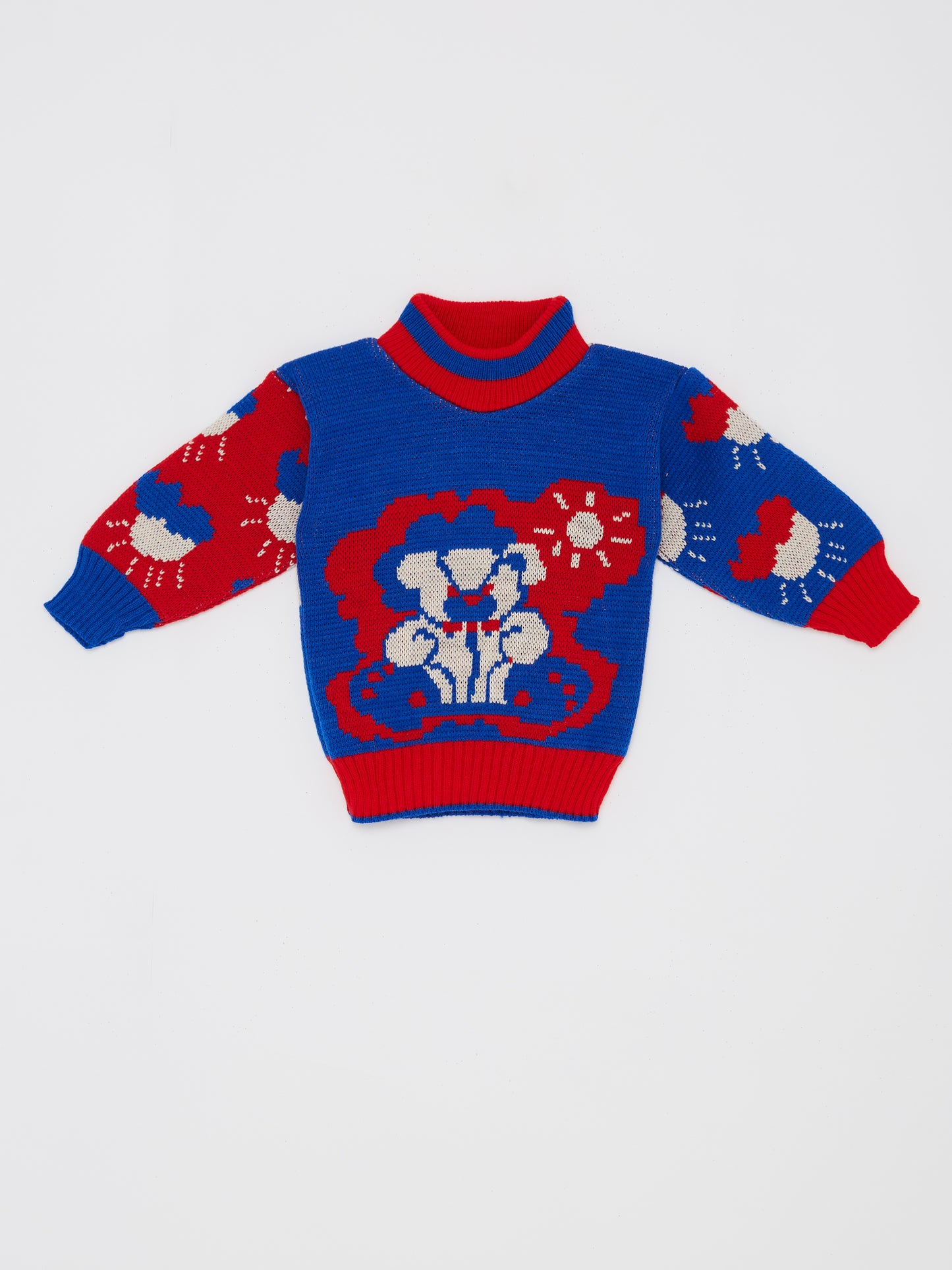 Teddy Knit Blue & Red Jumper // 12 Months